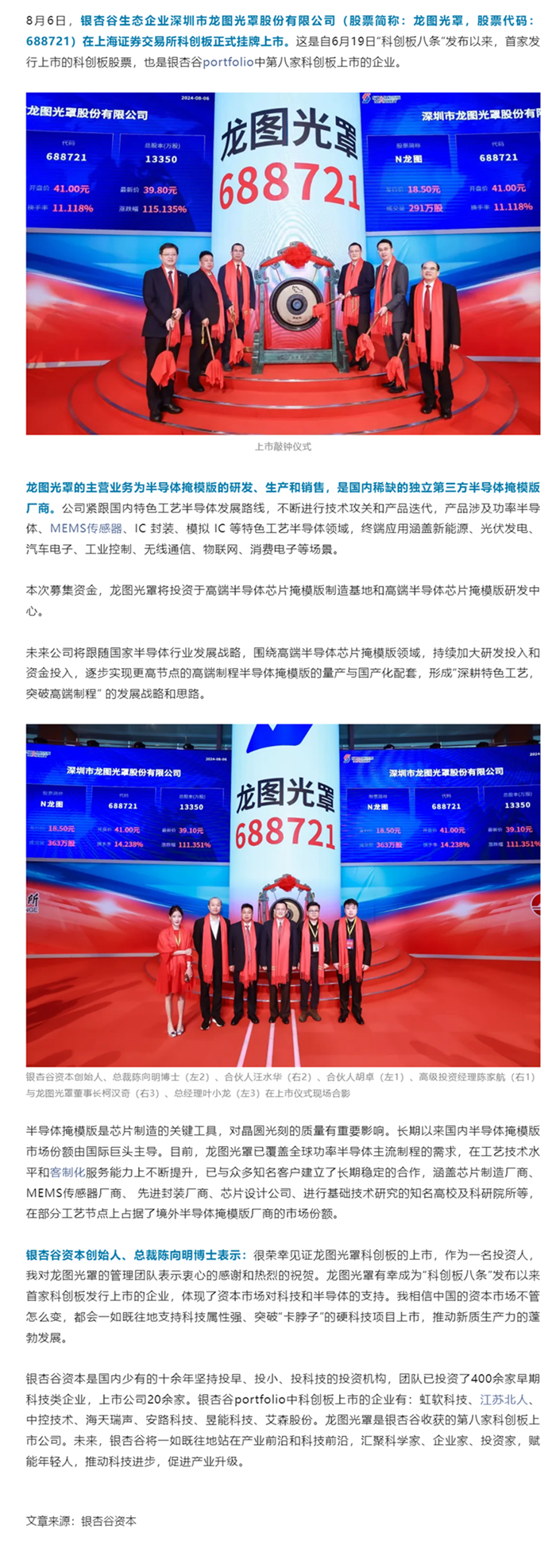 【会员动态】银杏谷portfolio收获第八家科创板上市：龙图光罩（688721）.png
